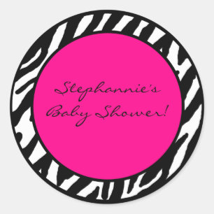 20 - 1.5" Favour Stickers Hot Pink Zebra Print