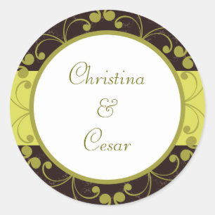 20 - 1.5" Favour Stickers Light/Olive Green Chande
