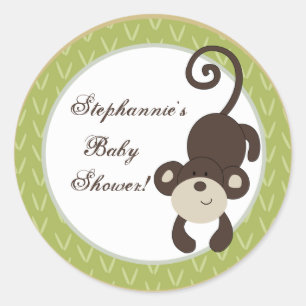 20 - 1.5" Favour Stickers Monkey Time Zoo Animal