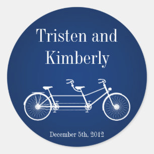 20 - 1.5" Favour Stickers Navy Blue Double Bike