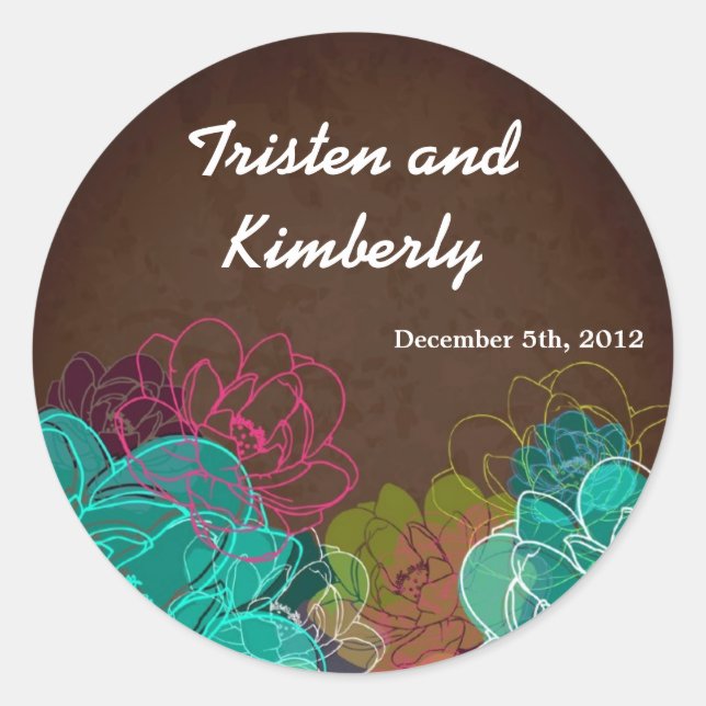 20 - 1.5"  Favour Stickers Neon Spring Floral Flow (Front)