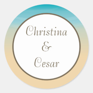 20 - 1.5" Favour Stickers Ocean Beach Shore Seashe