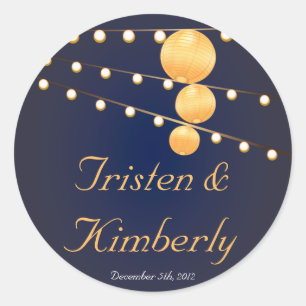 20 - 1.5"  Favour Stickers Paper Lanterns on Blue