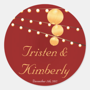 20 - 1.5"  Favour Stickers Paper Lanterns on Red