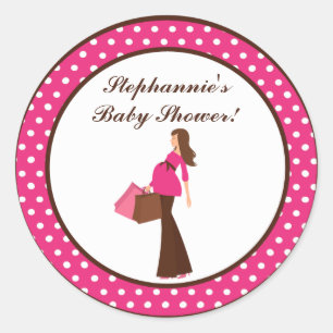 20 - 1.5"  Favour Stickers Pink Mod Mum Polka Dots