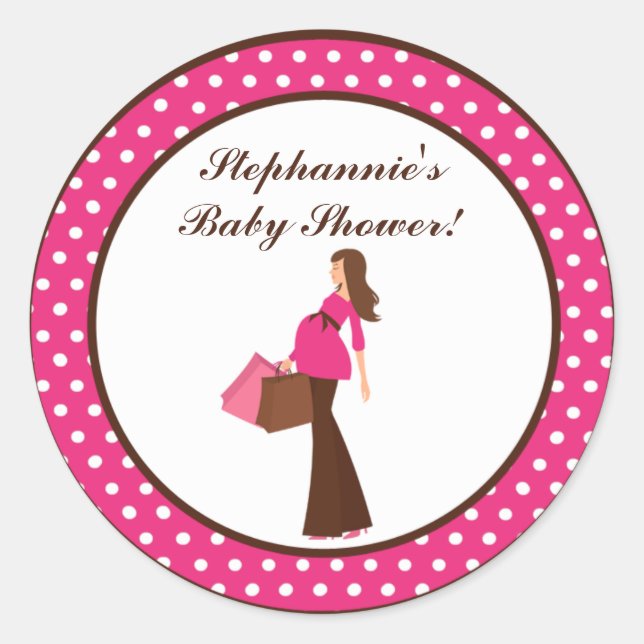 20 - 1.5"  Favour Stickers Pink Mod Mum Polka Dots (Front)