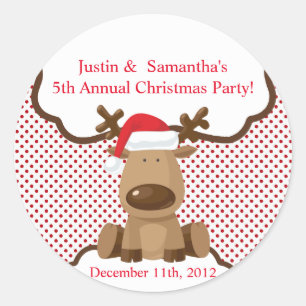 20 - 1.5" Favour Stickers Reindeer Christmas XMAS