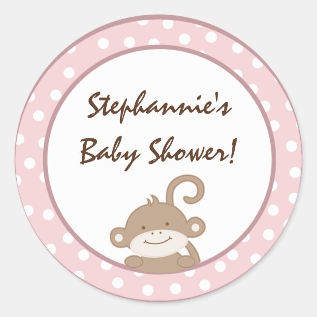 20 - 1.5" Favour Stickers Safari Pink Jungle Monke (Front)