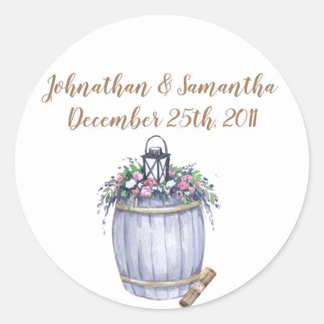 20 - 1.5"  Favour Stickers Summer Country Wedding  (Front)