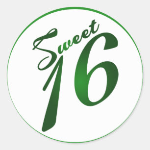 20 - 1.5" Favour Stickers Sweet 16 Green