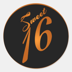 20 - 1.5" Favour Stickers Sweet 16 Orange