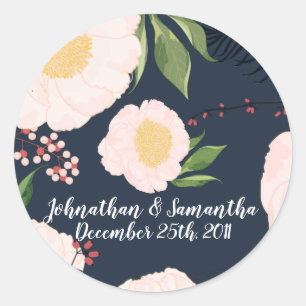 20 - 1.5"  Favour Stickers White Floral Flowers on