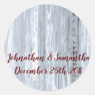 20 - 1.5" Favour Stickers White Wash Wood Barn Do