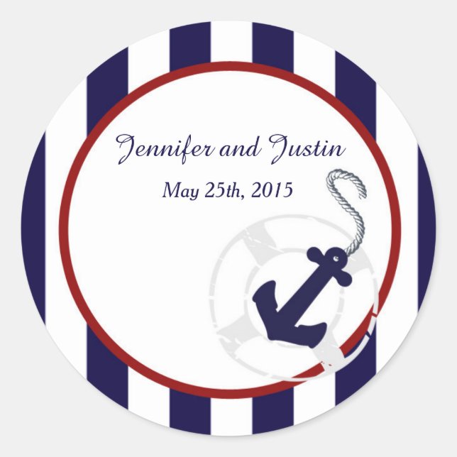 20 - 1.5 Inch Envelope Seal Blue Anchor Nautical (Front)