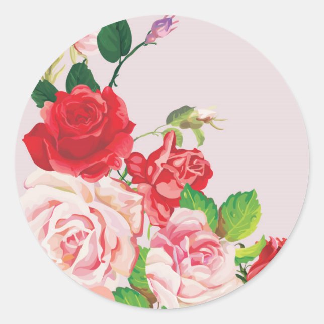 20 - 1.5 Inch Envelope Seals Pink and Red Roses (Front)