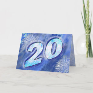 20 birthday card with fireworks