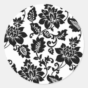 20 Black/Blue Floral Damask Wedding Envelope Seal