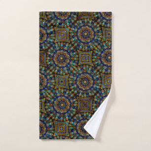 20 Blue and Gold Mandala Hand Towel