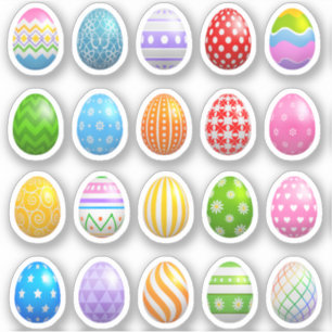 20 Colourful Easter Eggs Scrapbook Stickers