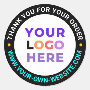 20 Custom Logo, Round Business Thank You Stickers