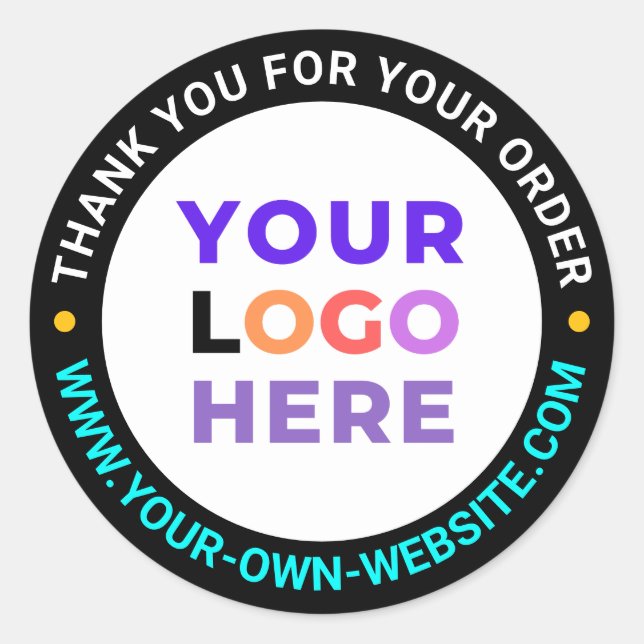 20 Custom Logo, Round Business Thank You Stickers (Front)