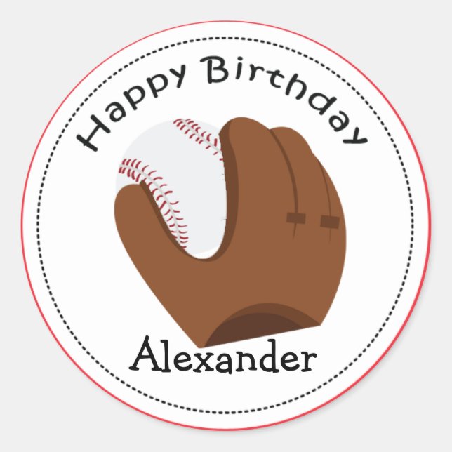 20 Customisable Cupcake Toppers Baseball Glove Classic Round Sticker (Front)