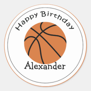 20 Customisable Cupcake Toppers Basketball Classic Round Sticker