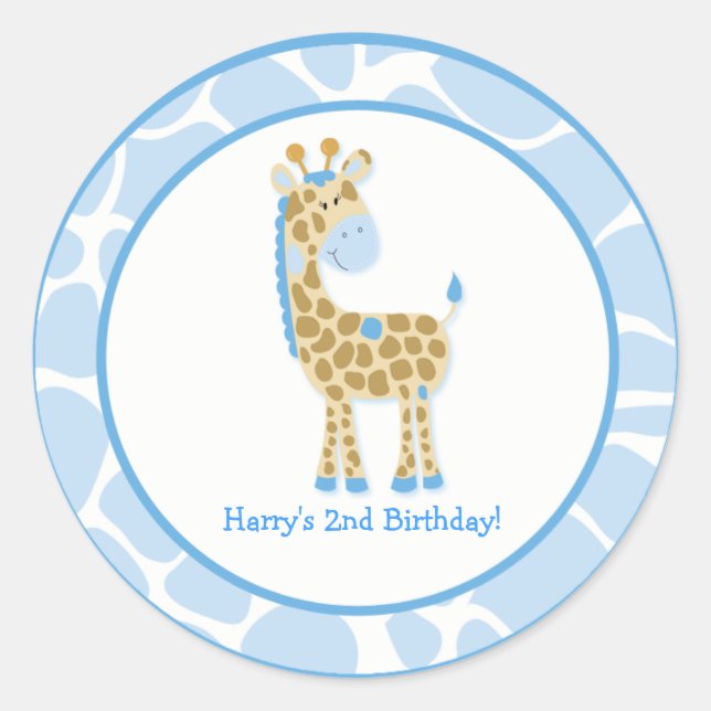 20 Customisable Cupcake Toppers Jungle Giraffe Classic Round Sticker (Front)