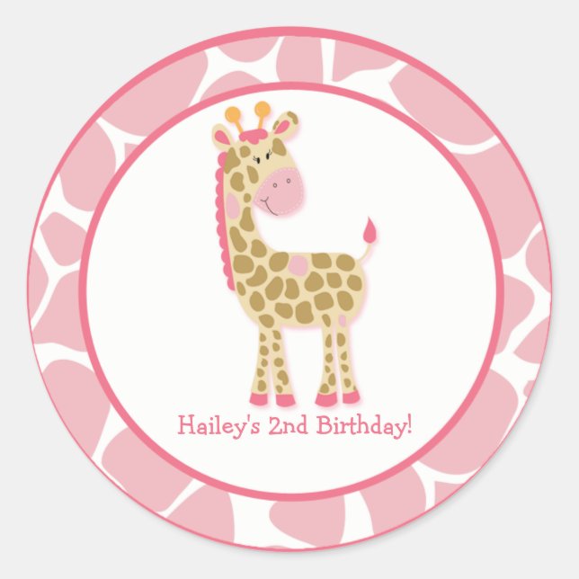 20 Customisable Cupcake Toppers Jungle Giraffe Classic Round Sticker (Front)