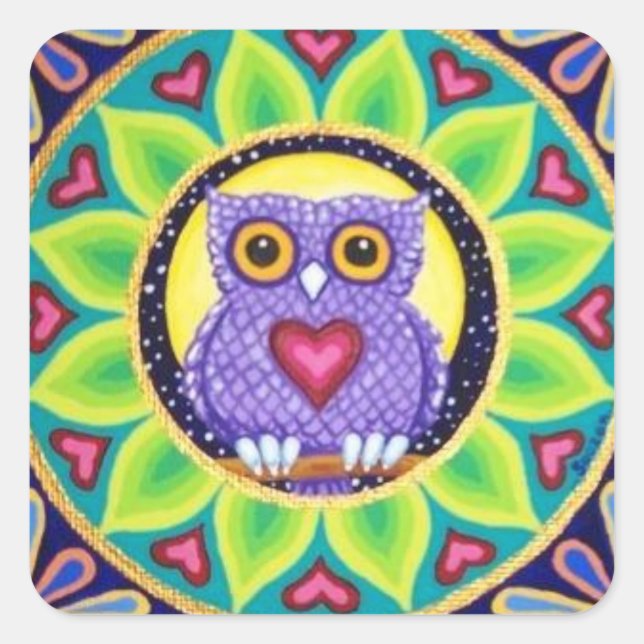 20 cute little purple owl stickers by Soozie Wray (Front)