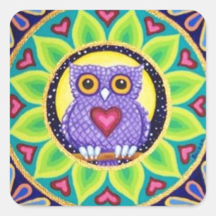 20 cute little purple owl stickers by Soozie Wray