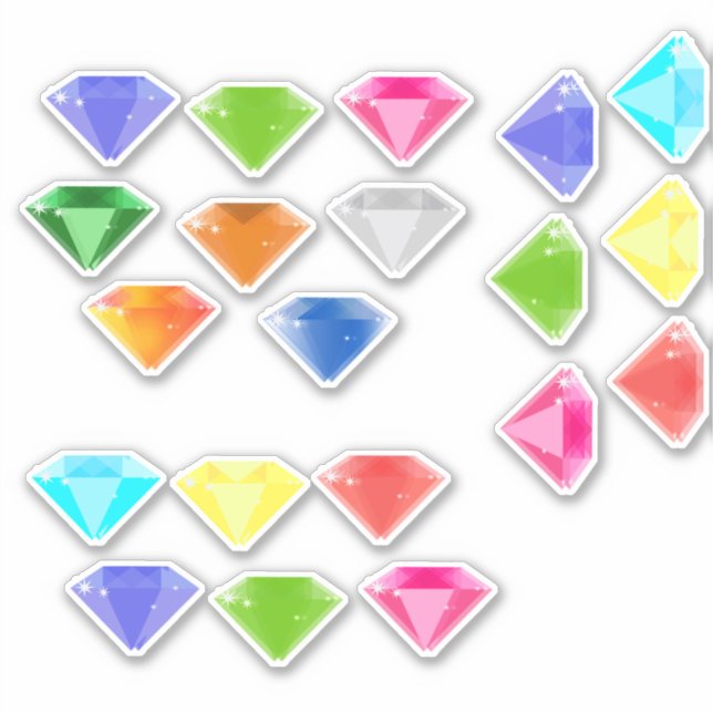 20 Diamonds of Different Colours - Gemstone Gems (Front)