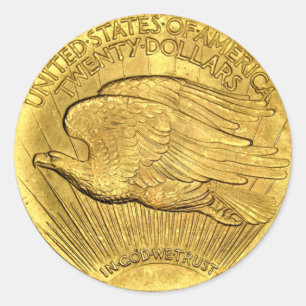 20 Dollar US Eagle Gold Piece Round Sticker