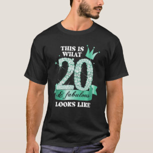 20 & Fabulous I Turquoise Black Party Group Photo T-Shirt