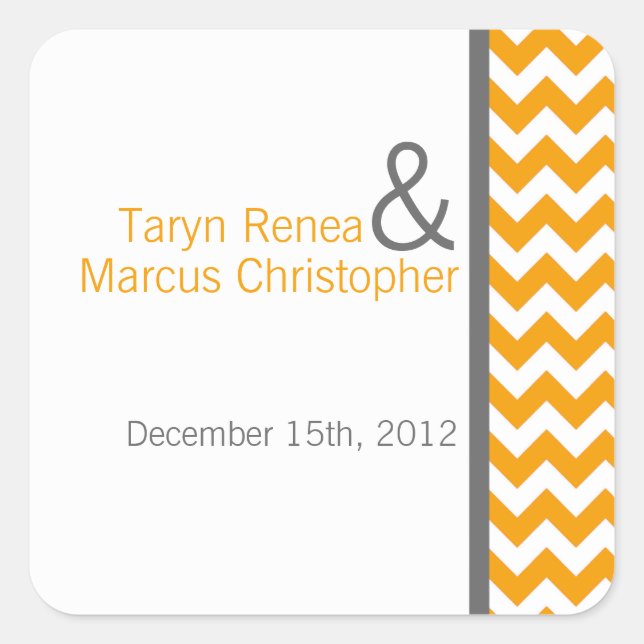 20 Favour Stickers Yellow Grey Grey Chevron Name (Front)