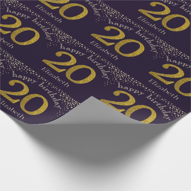 20 Glitter Gold Birthday Wrapping Paper (Corner)