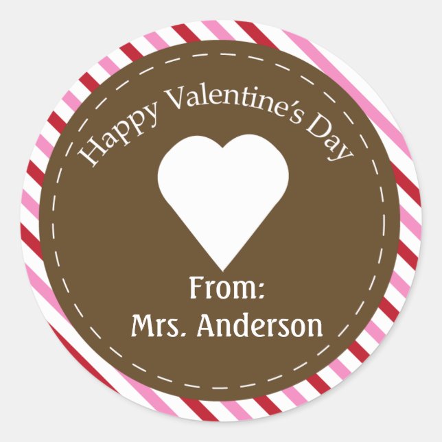20 Happy Valentines Day Cupcake Toppers Classic Round Sticker (Front)