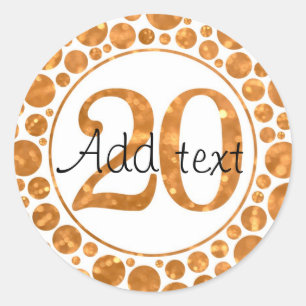 20 In Gold - 20th Birthday Party Stickers