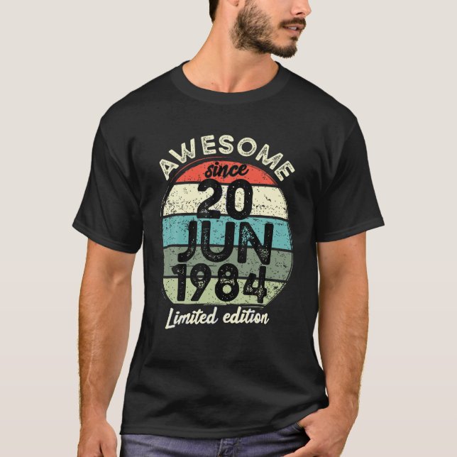 20 June 1984 40th Birthday 40 Year Old 2024 Birthd T-Shirt (Front)