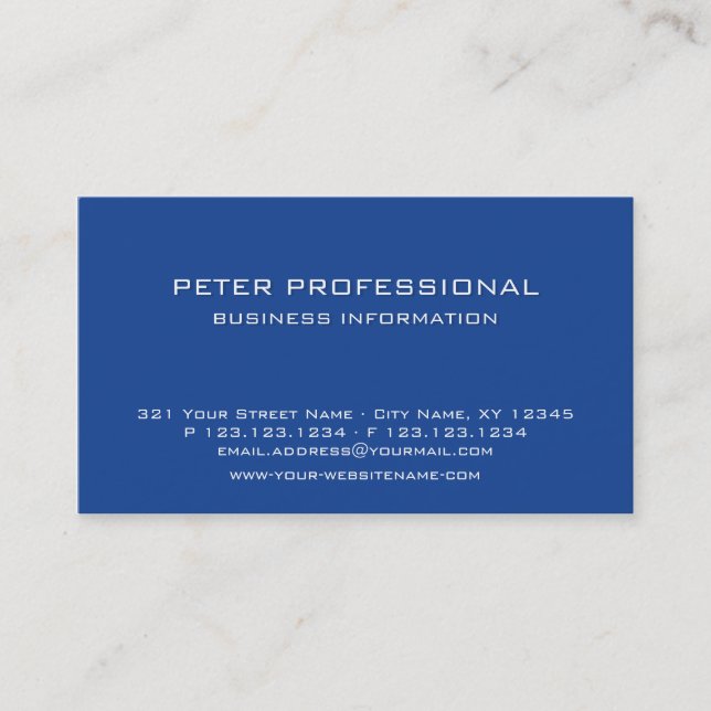 20 Modern Professional Business Card royal blue (Front)
