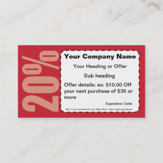 20% Off Coupon Business Card