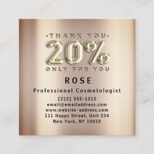 20% Off Discount Logo Thank You Rose Gold Appointment Card
