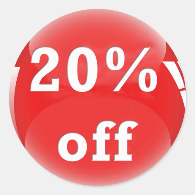 20% Off (Percent) Round Glossy Sticker (Front)