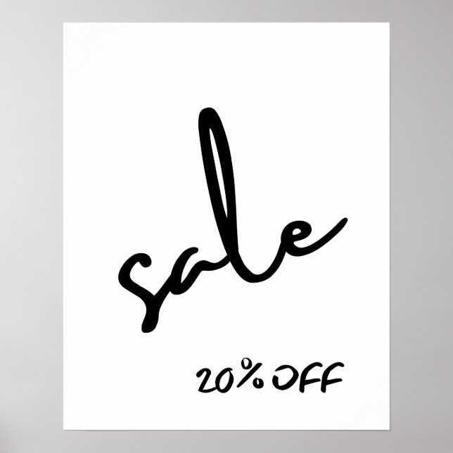 20% Off Sale Sign, Boutique Signage, Retail Sale Poster (Front)