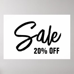 20% Off Sale Sign, Large Sale Poster for Retail