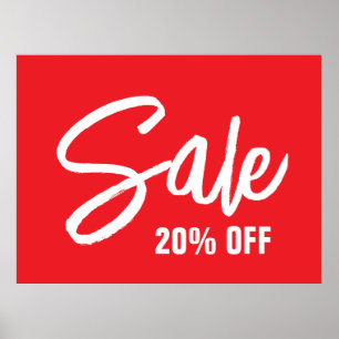 20% Off Sale Sign, Large Sale Poster for Retail