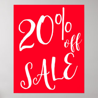 20% Off Sale Sign, Red Boutique Sale Sign, Retail Poster