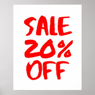 20% Off Sale Sign, Red Retail Store Signage, Large Poster