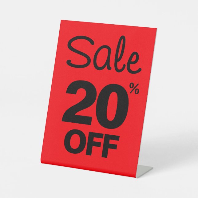 20% Off Sale Sign, Tabletop Counter Signage, Store Pedestal Sign (Front)