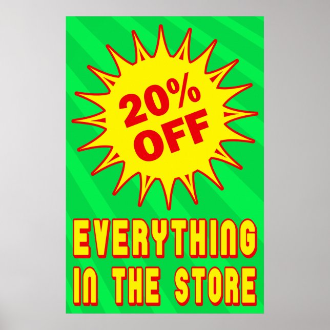 20 PERCENT OFF RETAIL SALE POSTER (Front)